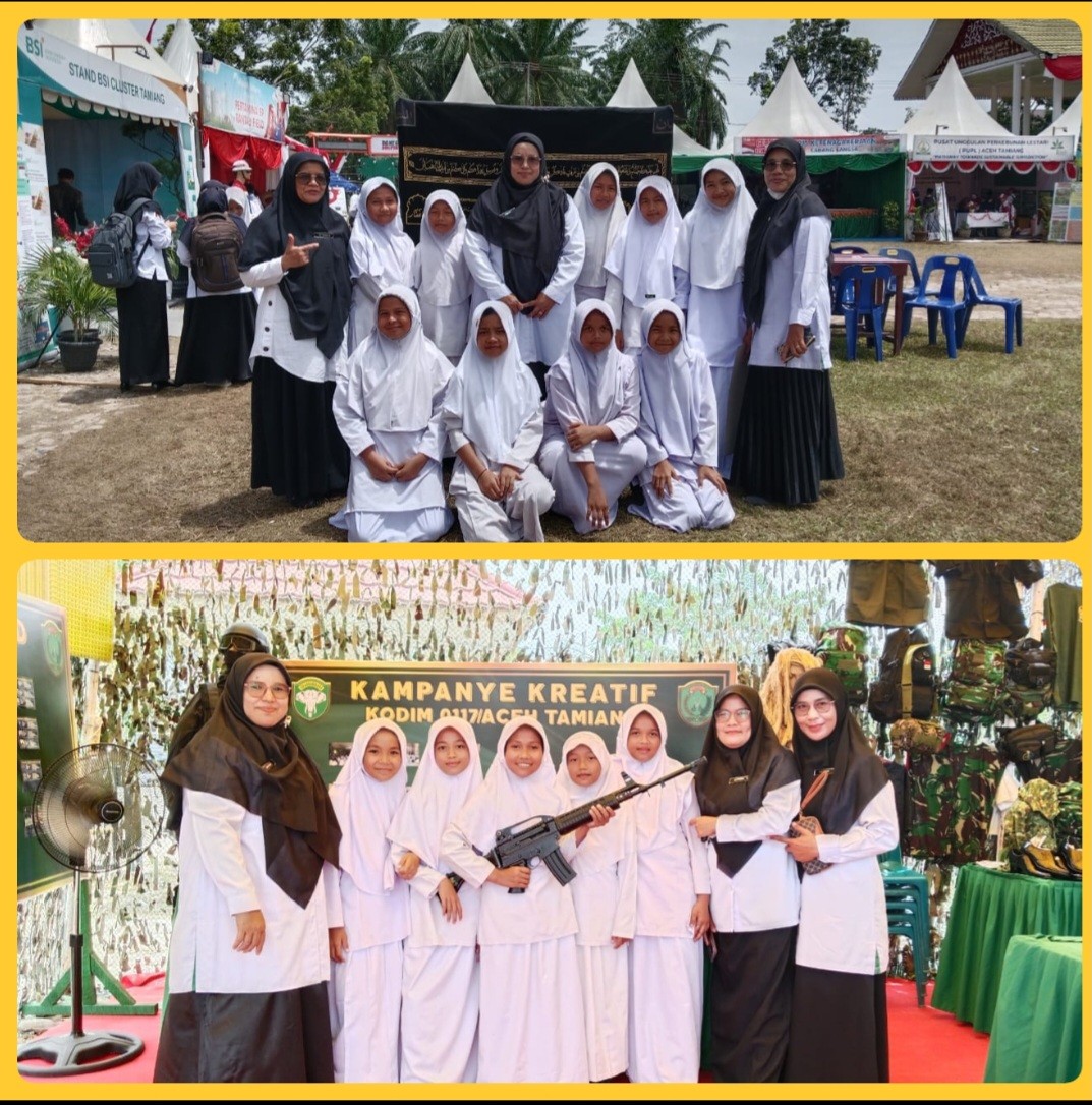 MIN 7 Aceh Tamiang Mengunjungi Stand Pameran Yang Digelar Di Tribun Bapati Dalam HUT KE-80