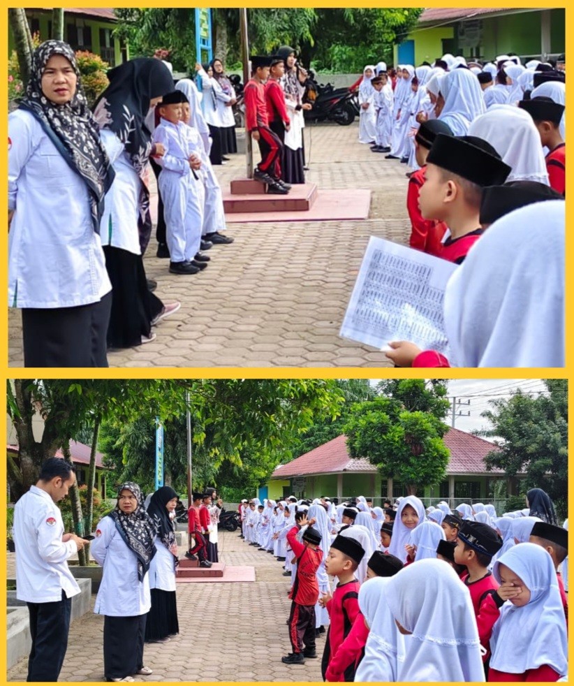 MIN 7 Aceh Tamiang Melaksanakan Apel Pagi Rutin Dengan Tema Tanamkan Semangat Sumpah Pemuda